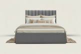 Grey Velvet Double Storage Bed