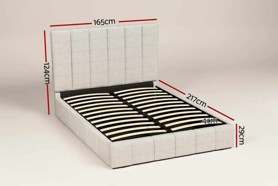 Beige Queen Storage Bed Frame