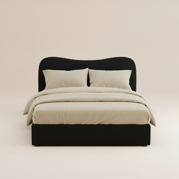 Black Bouclé Double Bed Frame