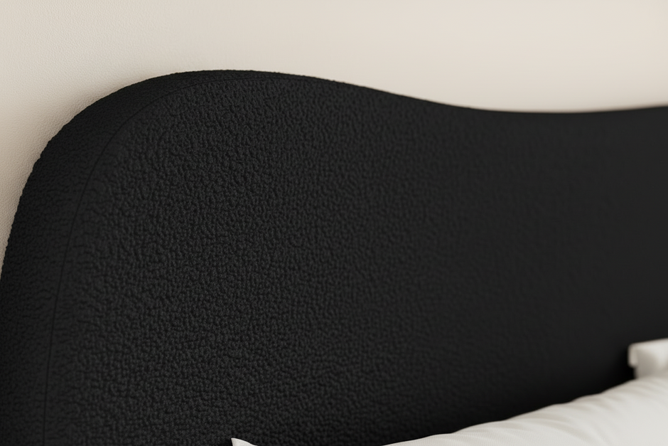 Black Bouclé Queen Bed Frame