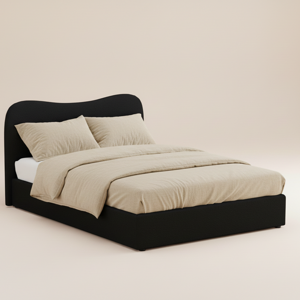 Black Bouclé Double Bed Frame
