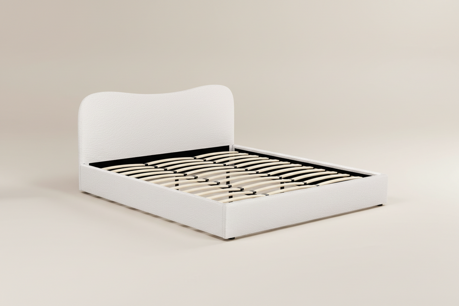 Bouclé King Bed Frame in Beige