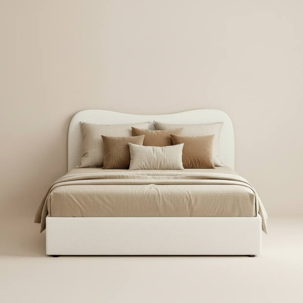 Bouclé King Bed Frame in Beige