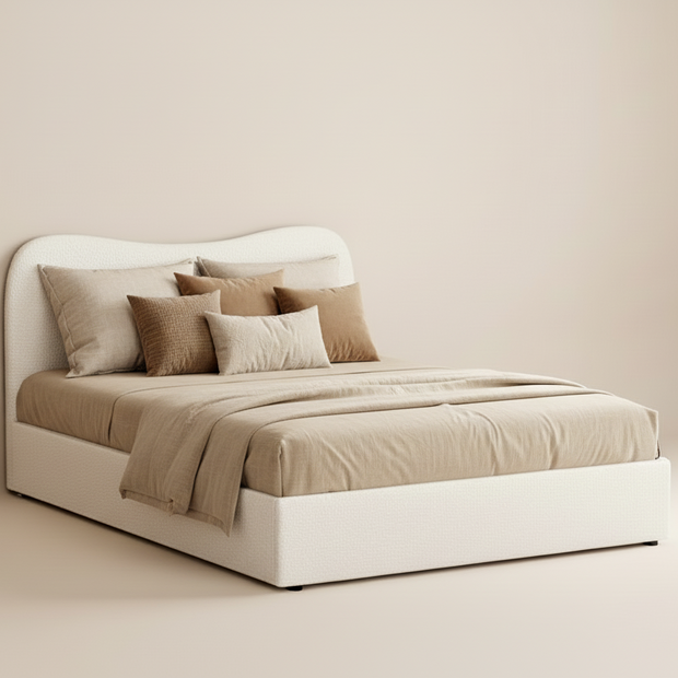 Bouclé King Bed Frame in Beige