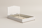 White Bouclé Queen Storage Bed