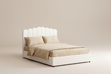 White Bouclé Queen Storage Bed