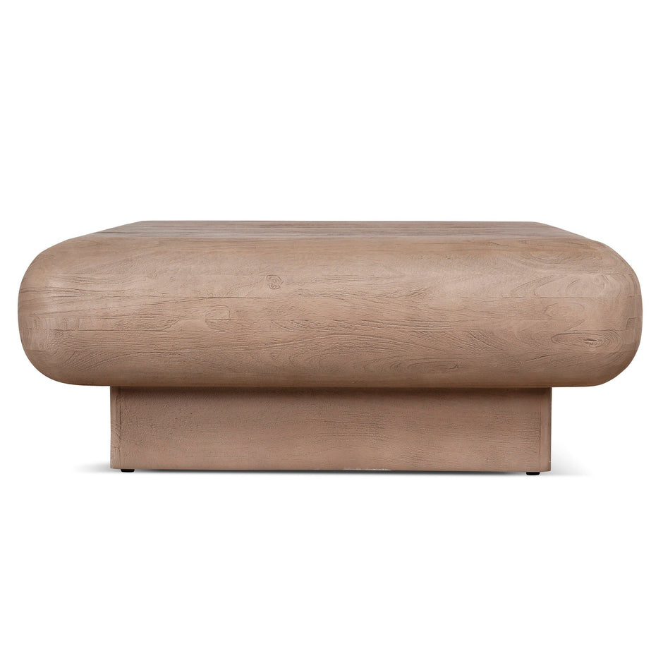 Solene square mango wood coffee table front view