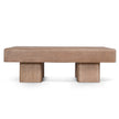 Arden 1.2m wooden coffee table with sculptural block legs