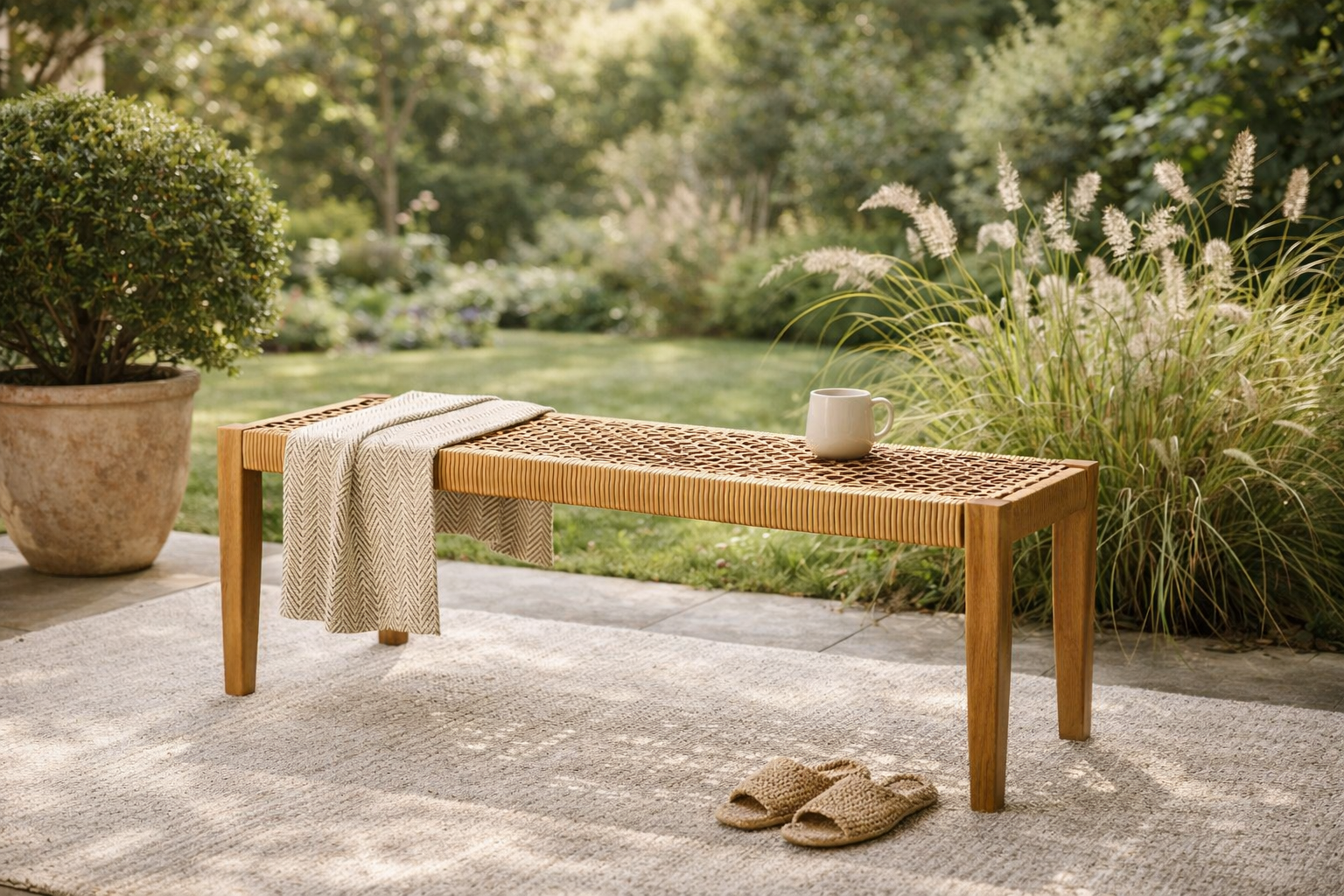 Acacia Wood Outdoor Garden Bench (2-Seater)