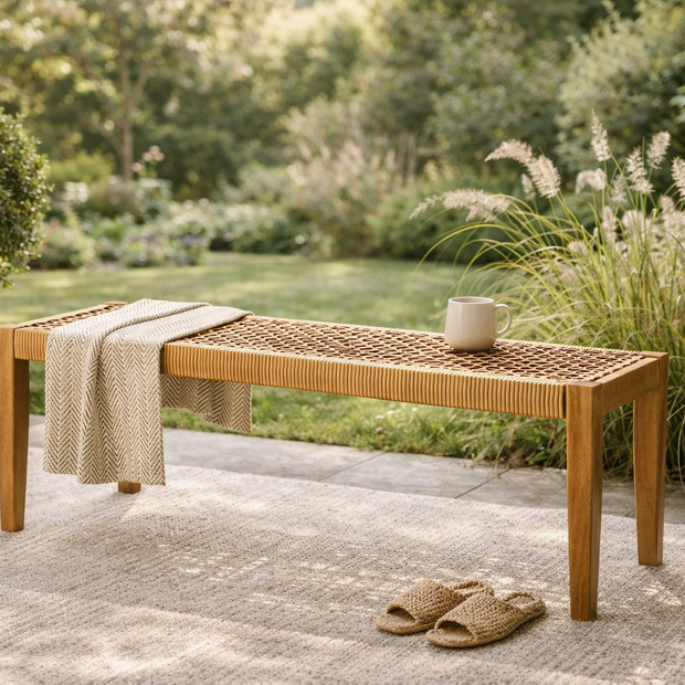 Acacia Wood Outdoor Garden Bench (2-Seater)