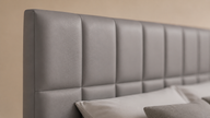 Grey PVC Leather Gas Lift Storage Bed Frame with Foldable Bench - Queen