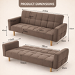Brown 3-Seater Fabric Sofa Bed