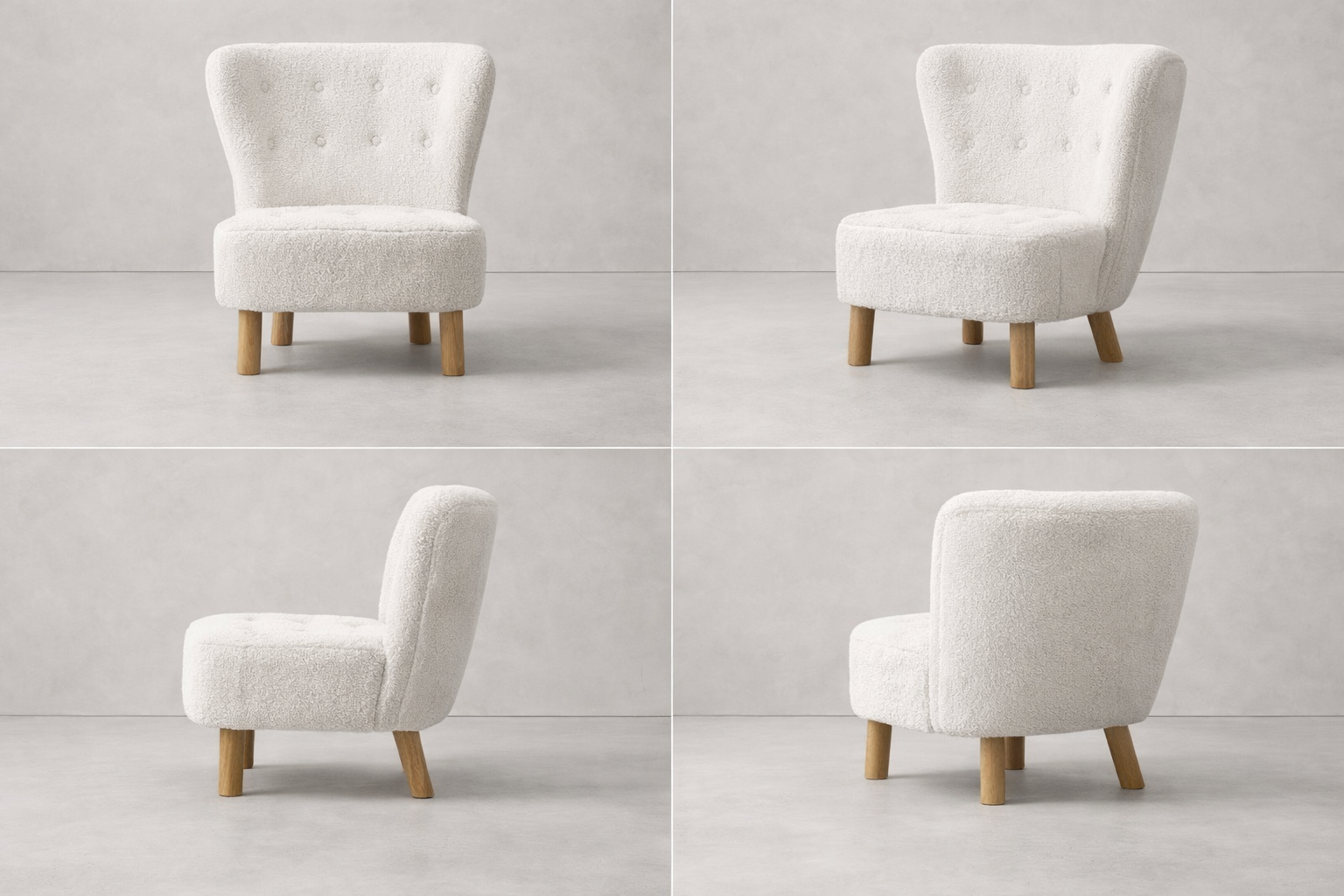 White Bouclé Accent Armchair