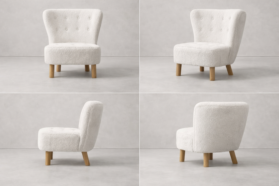 White Bouclé Accent Armchair