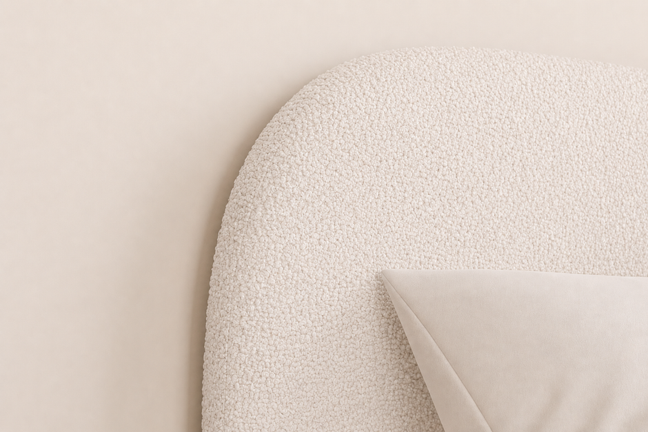 Bouclé King Bed Frame in Beige