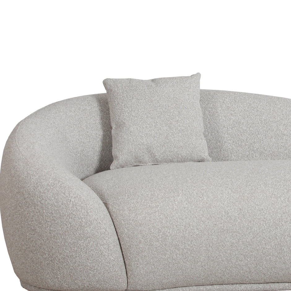 Elodie curved three-seater sofa in Clay Grey fabric upholstery