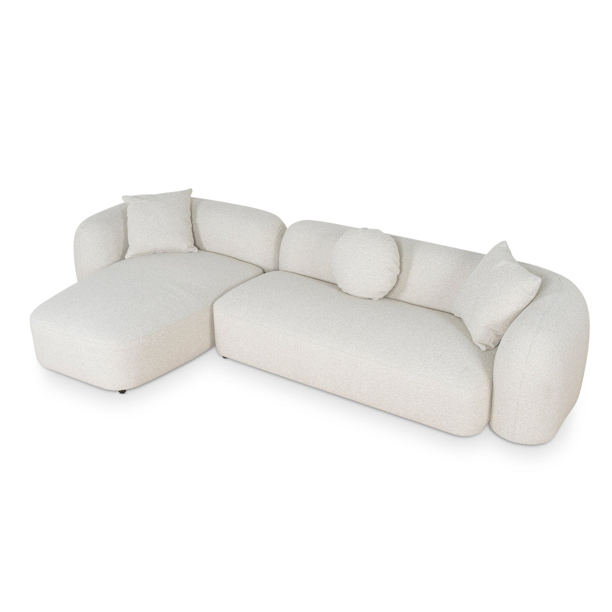 Curved profile of the Celeste Oatmeal Beige chaise sofa