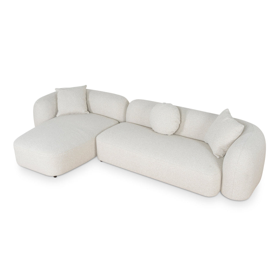Curved profile of the Celeste Oatmeal Beige chaise sofa