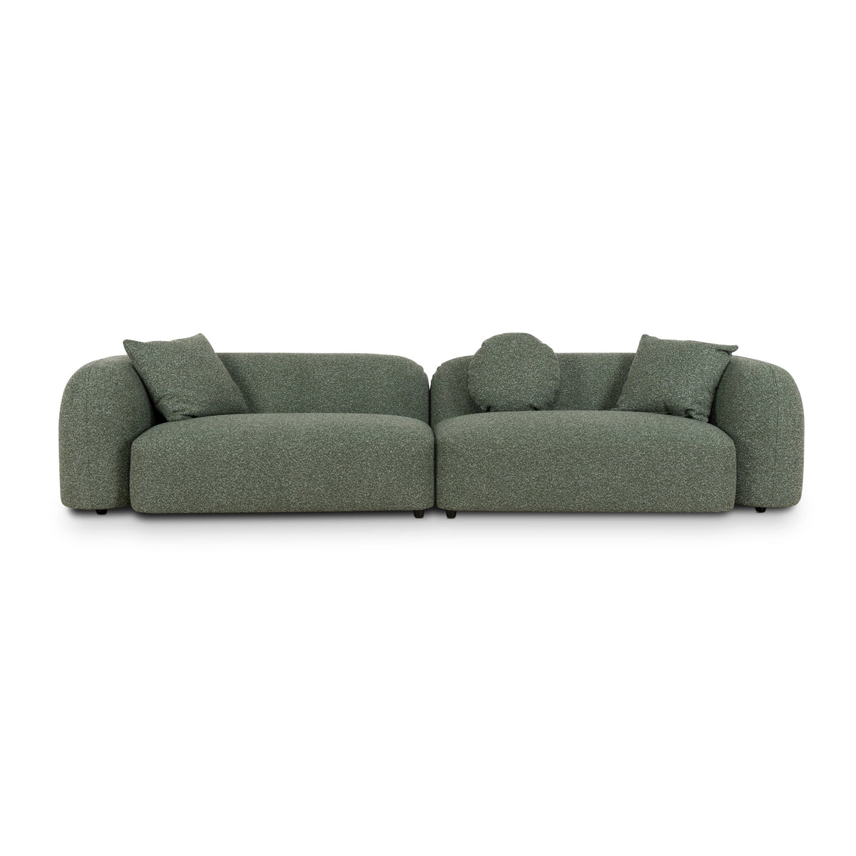 Curved profile of the Celeste Amazon Green sofa