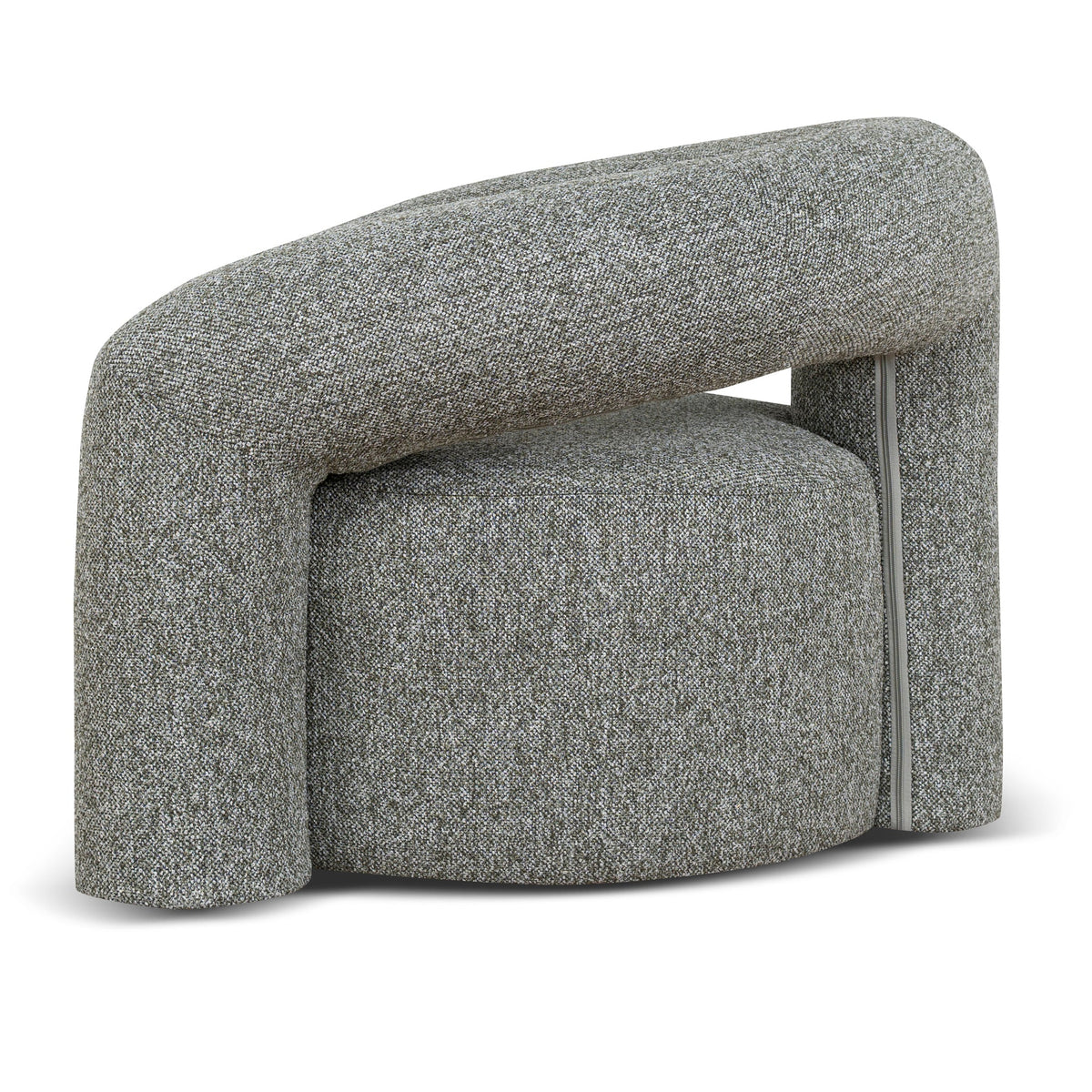 Vela curved green upholstered armchair side view