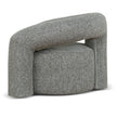 Vela curved green upholstered armchair side view
