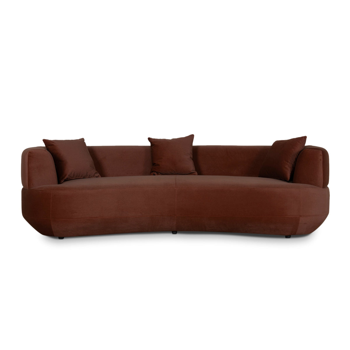 Vesper curved three-seater sofa in Red Bronze upholstery