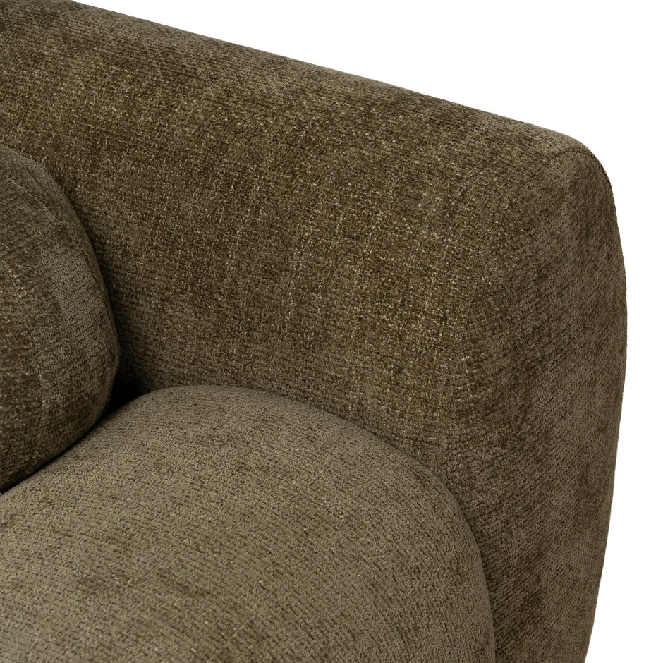 Alora contemporary olive fabric sofa detail
