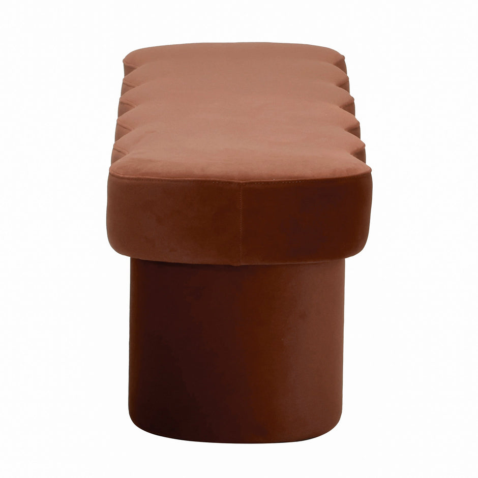 Sorella organic curved ottoman bench side view
