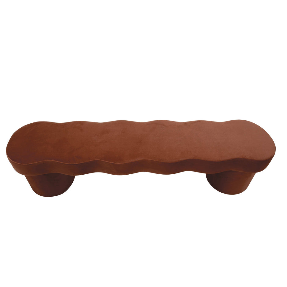 Sorella sculptural bench with cylindrical pedestal legs
