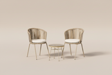 Beige Rope Outdoor Bistro Set (3-Piece)