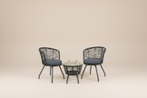 Black Rattan Outdoor Bistro Set (3-Piece)