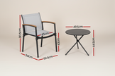 Black & Grey Textilene Outdoor Bistro Set (3-Piece)