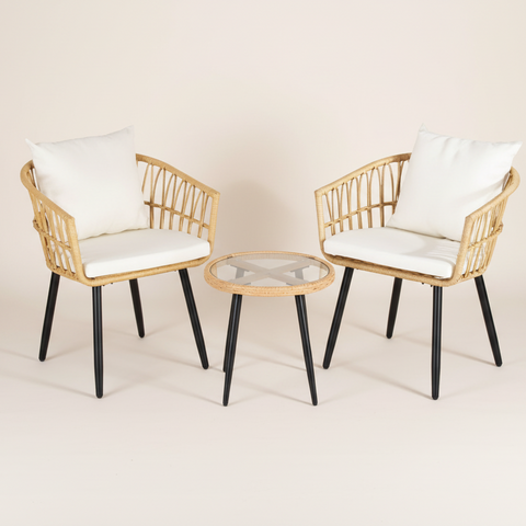 Natural Rattan Outdoor Bistro Set (3-Piece)