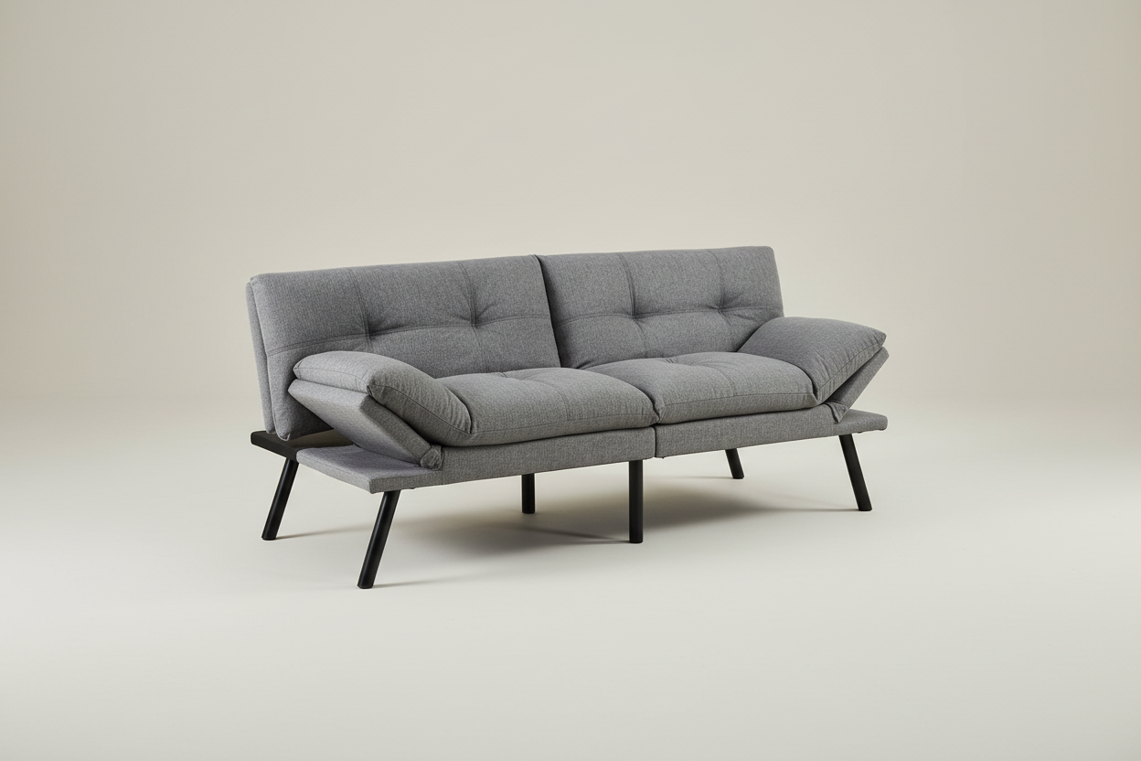Grey 3-Seater Fabric Sofa Bed