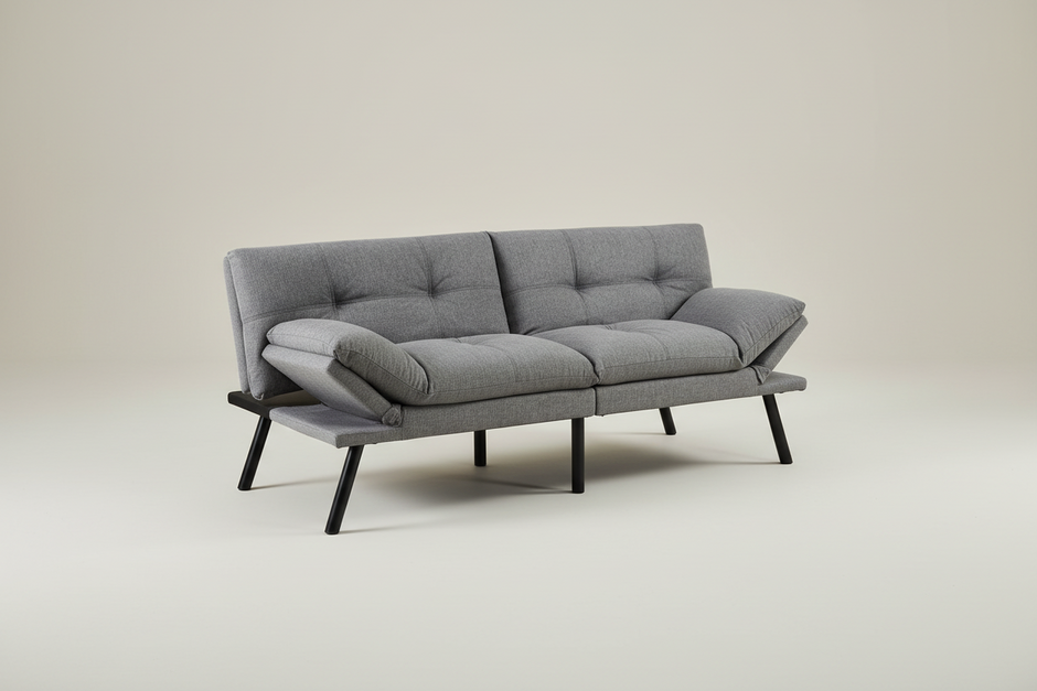 Grey 3-Seater Fabric Sofa Bed