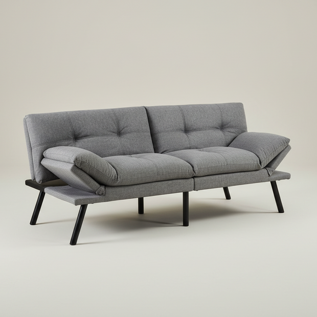 Grey 3-Seater Fabric Sofa Bed