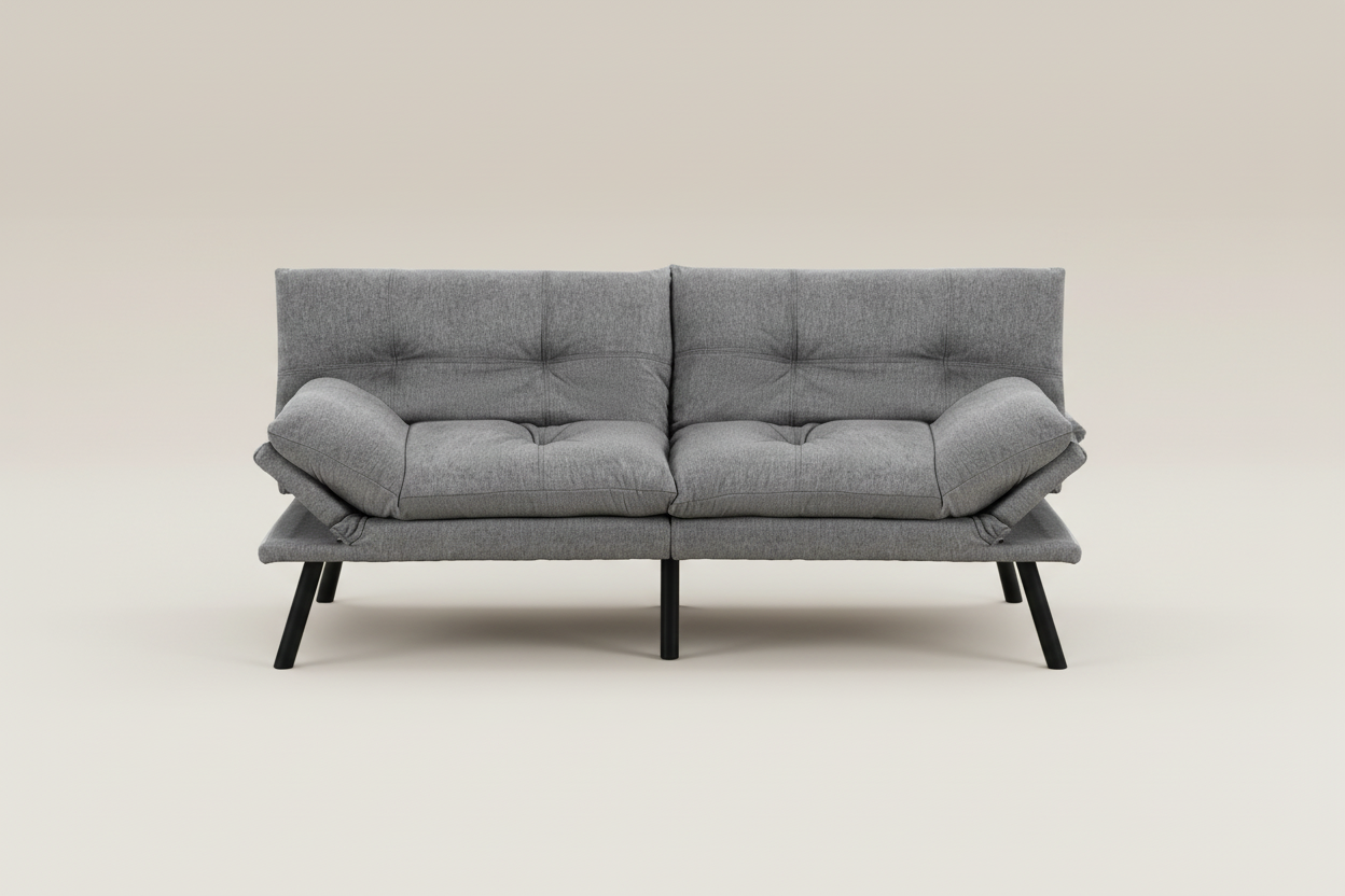 Grey 3-Seater Fabric Sofa Bed