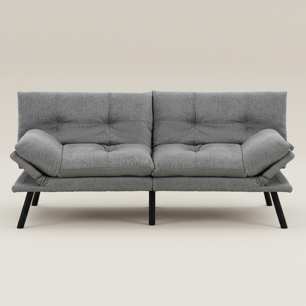 Grey 3-Seater Fabric Sofa Bed