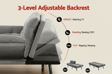 Grey 3-Seater Fabric Sofa Bed