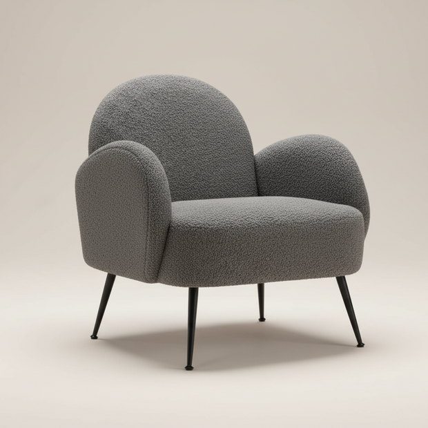 Charcoal Bouclé Armchair with Black Legs