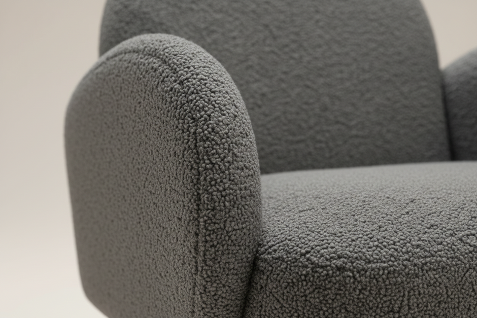 Charcoal Bouclé Armchair with Black Legs