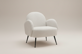 White Bouclé Armchair with Black Legs