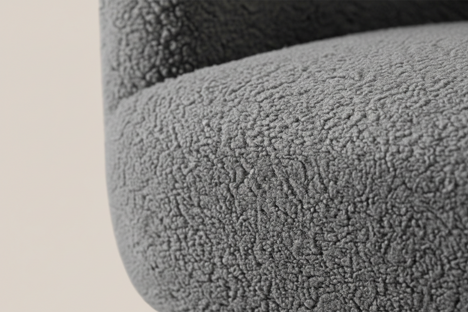 Charcoal Bouclé Accent Armchair with Gold legs