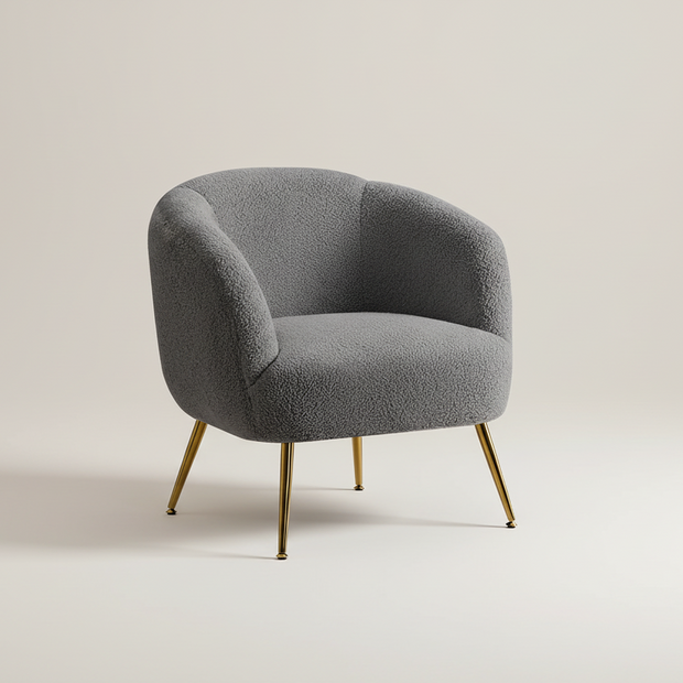 Charcoal Bouclé Accent Armchair with Gold legs