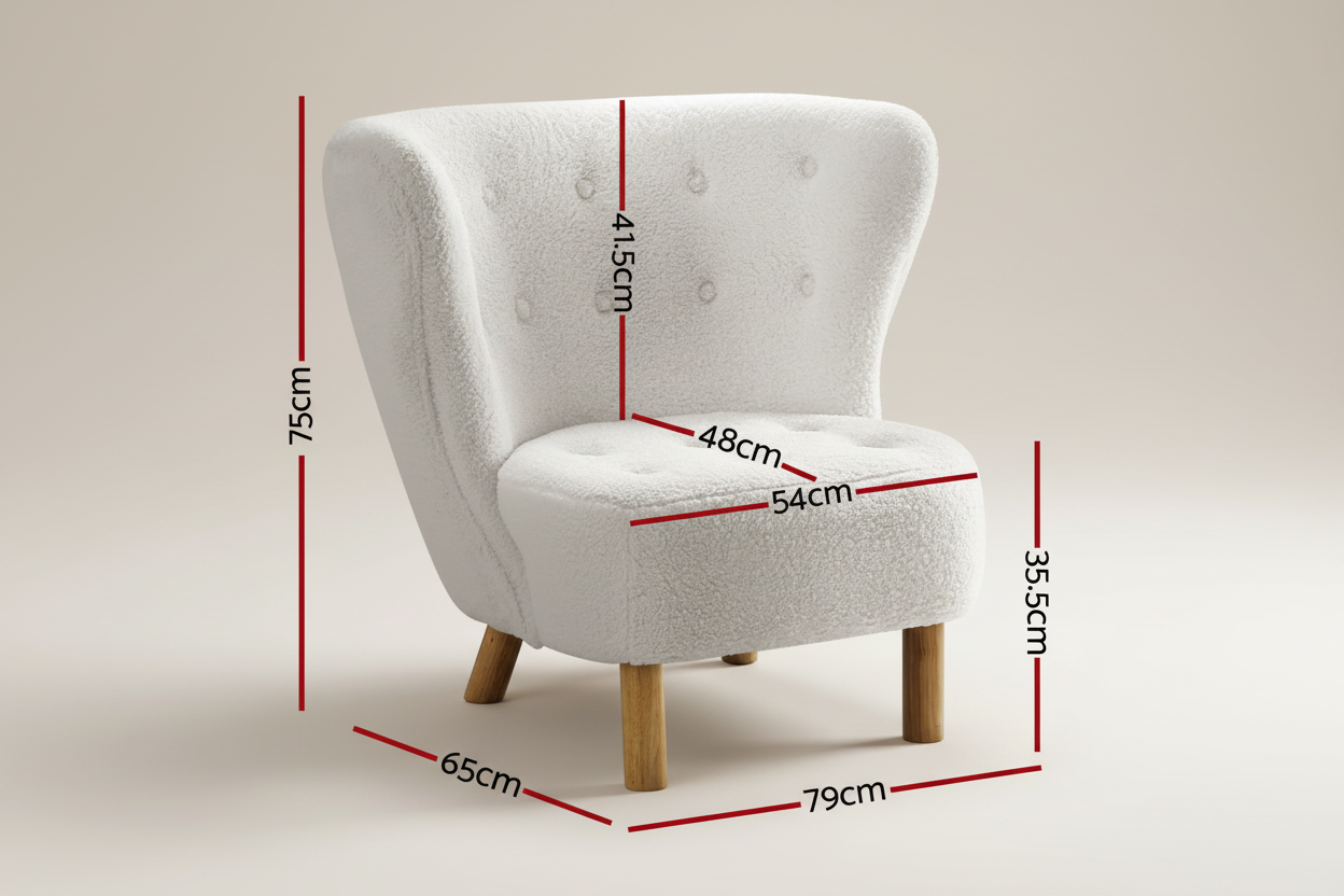 White Bouclé Accent Armchair