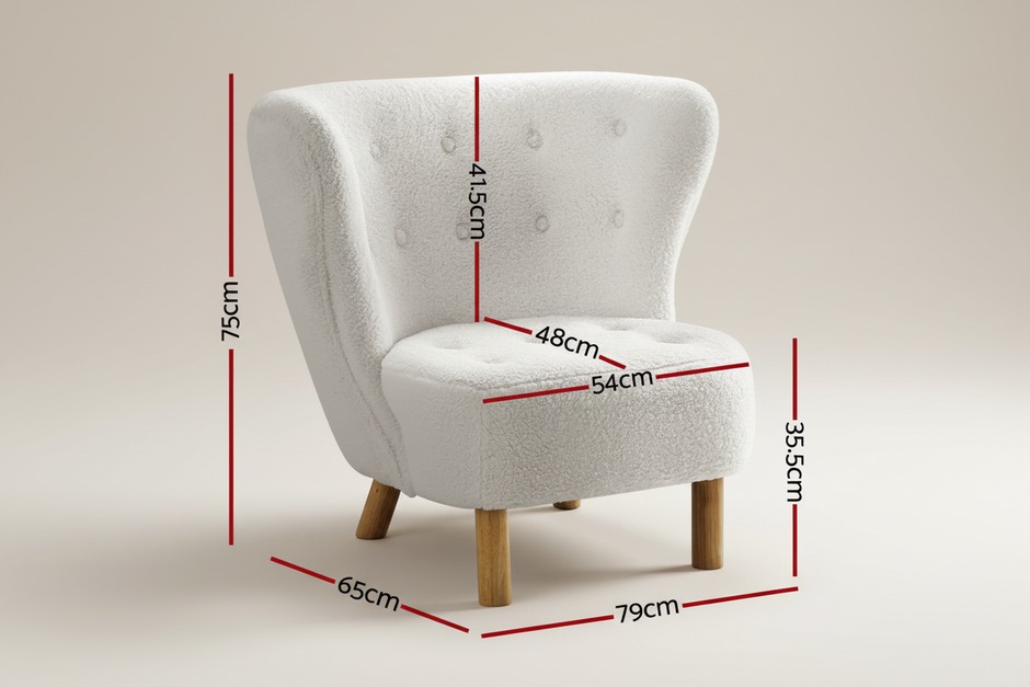 White Bouclé Accent Armchair