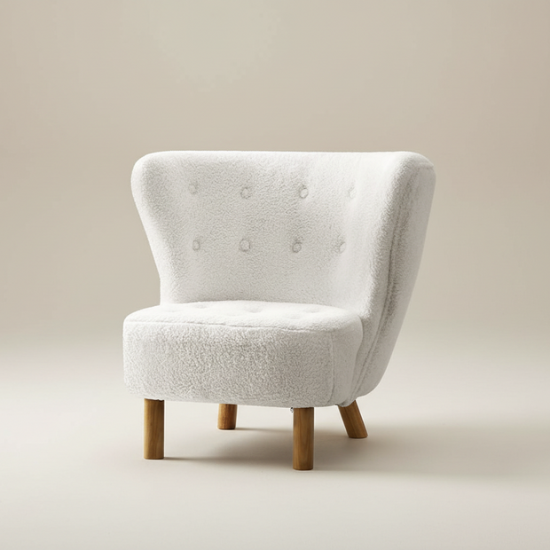 White Bouclé Accent Armchair