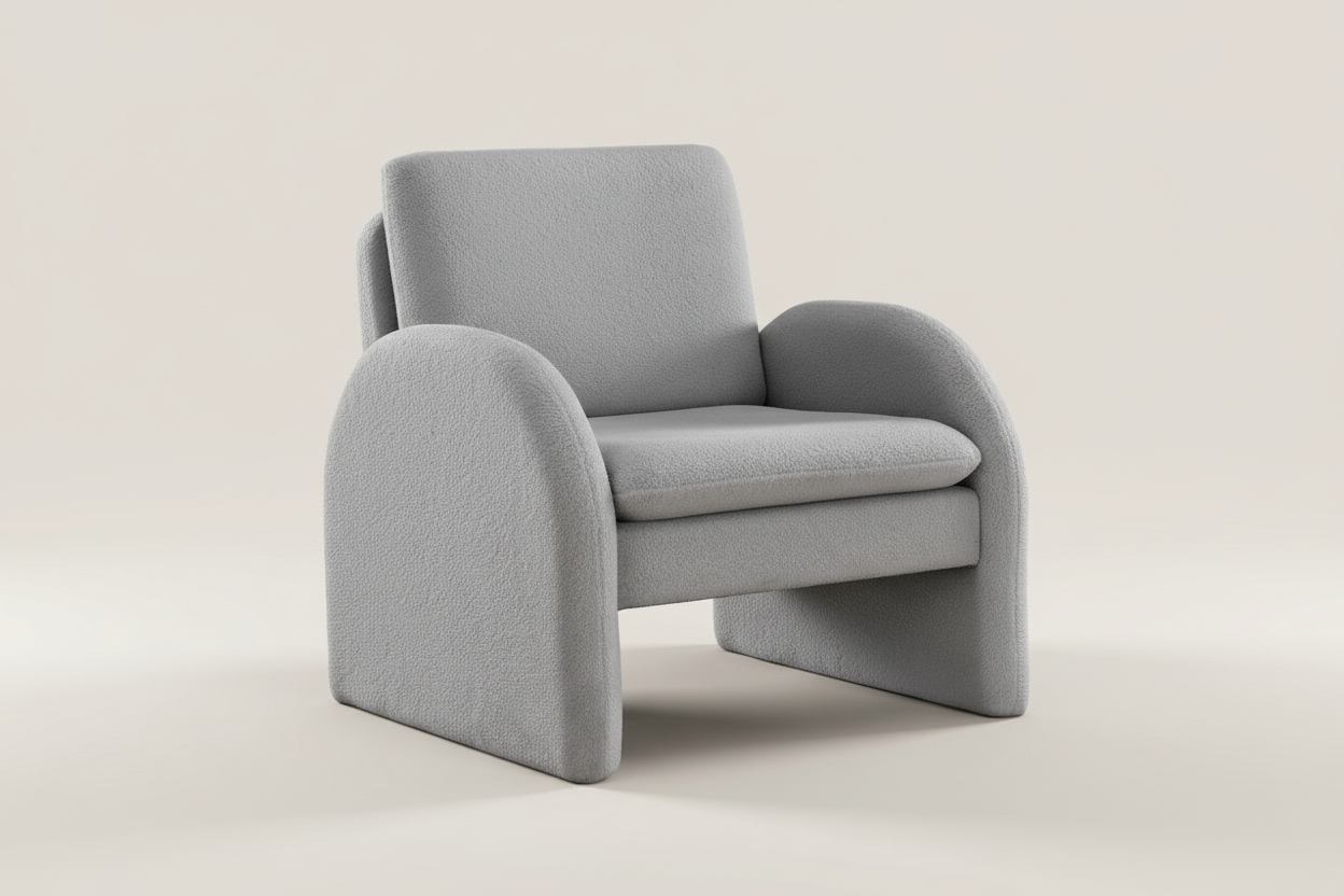 Grey Bouclé Tub Armchair