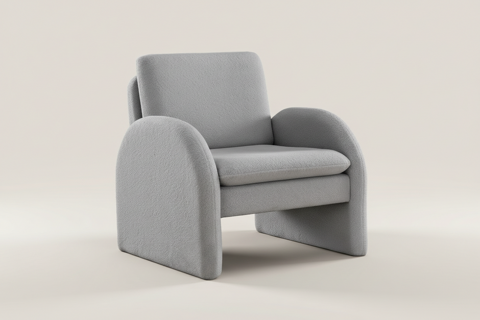 Grey Bouclé Tub Armchair