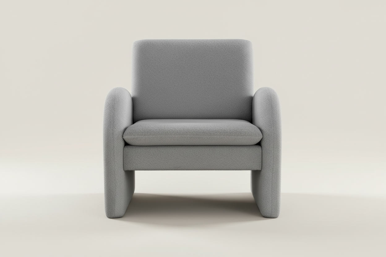 Grey Bouclé Tub Armchair